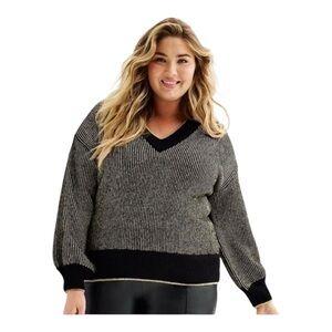 Nine West Women’s Size 3X Black V-Neck Sweater